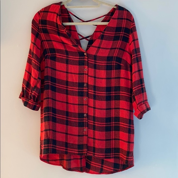 ASOS Tops - ASOS Red and Black Plaid Top